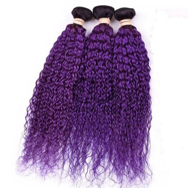 #T1B/Purple Kinky Curly Remy Human Hair Bundles Sew In Weave Bundles Brazilian Bundle Deals