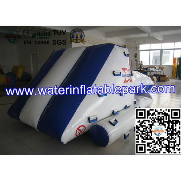 Blue White Inflatable Iceberg With Blob / Inflatable Water Games For Kids ,