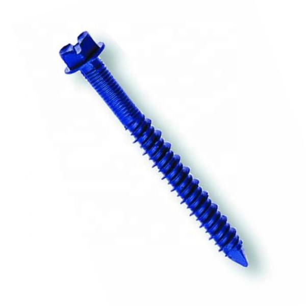 SUS 410 Concrete Screws , Hi - Low Thread Slotted Hex Head Tapcon Screw Cement