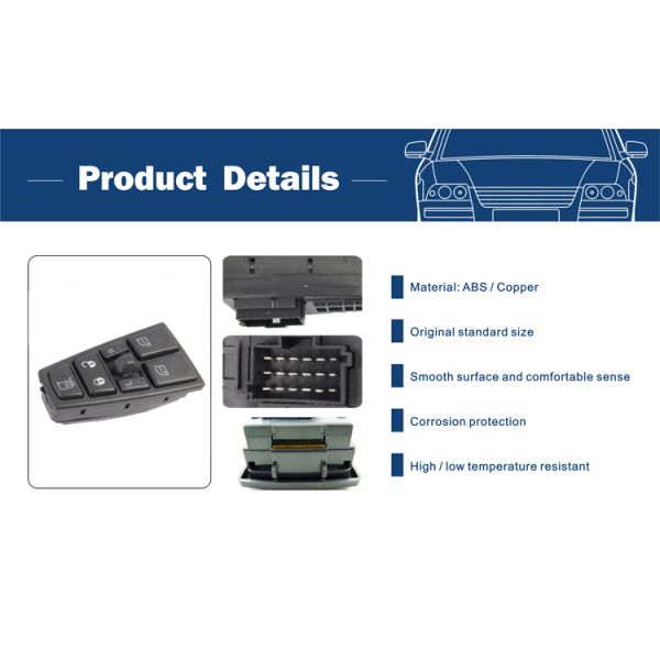 Volvo FH12 FM VNL Electric Power Window Switch Black Color OE Standard