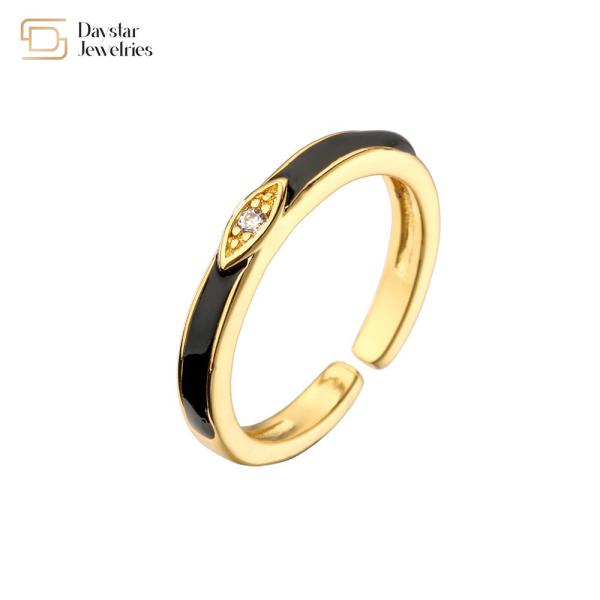 Mulheres coloridas de bronze Diamond Rings Adjustable Narrow Stacking do esmalte 18k