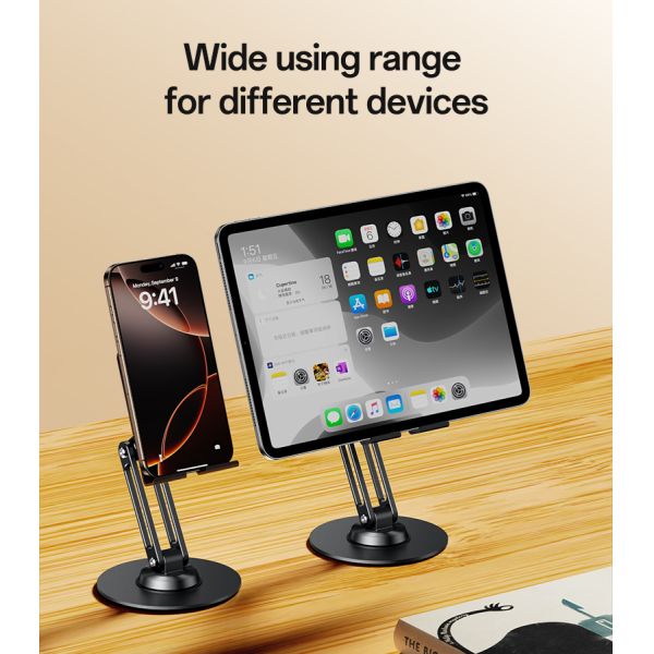 Yesido 360 Rotating Foldable Design Adjustment of Height Aluminum Alloy Phone Holder for Tablets and Devices