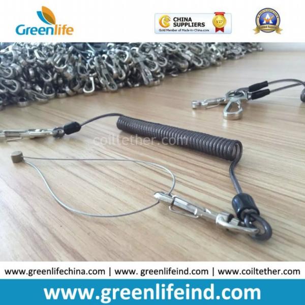 Safety Scaffolding Spanner Tools Leash Translucent Black 15cm Spring Steel Coil Lanyard Strap