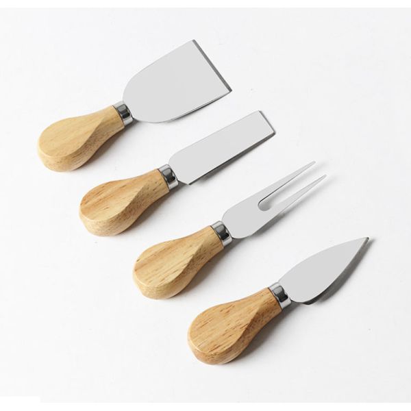 Wholesale  4PCS Cheese Knives With Rubber Wooden Handle For Cheese Food