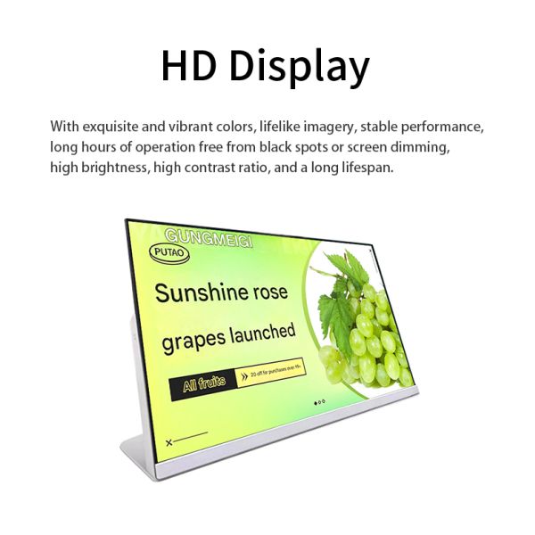 23.8 Inch Digital Menu Board Ultra Slim L-shaped Desktop Indoor Advertising Display LCD Signage Screen Available