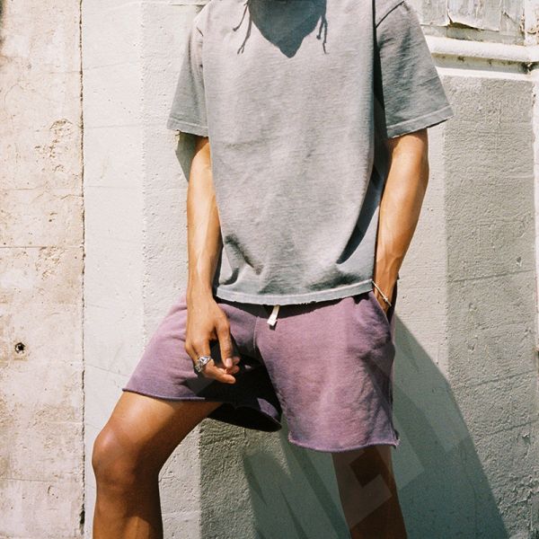 Color sólido Hombres Francés Terry Calzoncillos Acido Lavado Streetwear Outfits Calzoncillos