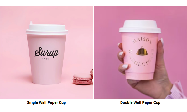 Single Wall Double Wall Pink Gold Foil Hot Drink Paper Coffee Cup with Lid