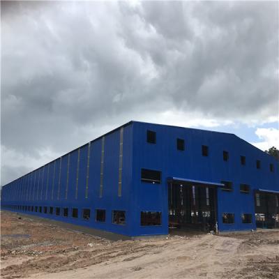 A parede azul Q345 da folha pré-fabricou construções de aço com escritório