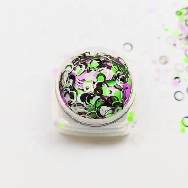 Customized Color Resin Glitter Glitter White Open Circle Black Open Circle Neon Green Round and Neon Purple Round Mixes