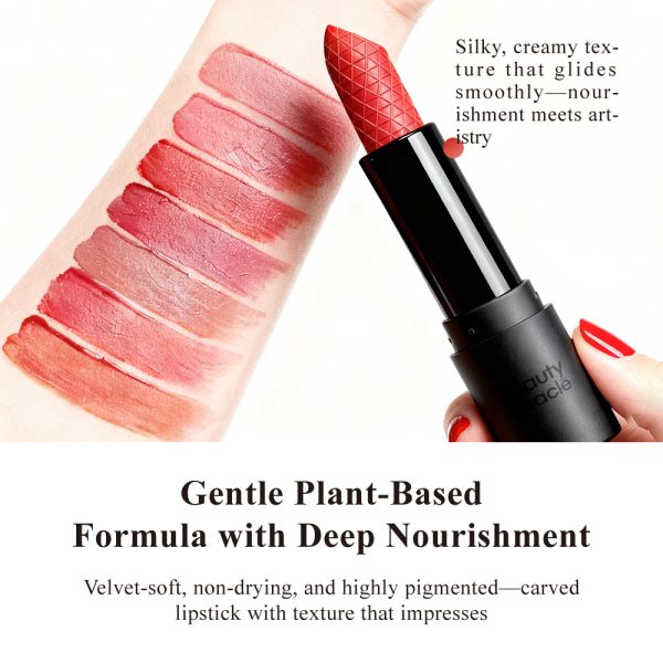 Hot Selling Sculpted Matte Lipstick Satin  Velvet Stick Vegan Moisturizing Lip Balm Cosmetics