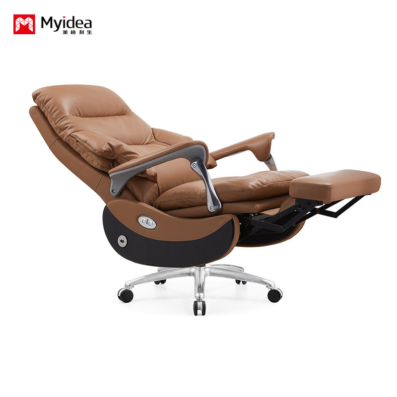 Luxury Electric Massage Leather Chair – Crafted with Premium Leather and High-Density Foam for Lasting Comfort, Built-In Massage System, and Sleek Aluminum Alloy Armrests for a Modern Executive Look