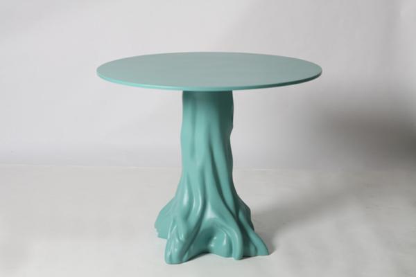 Unique Design Green Tree Shape Base Round Top Dining Table Resin Material