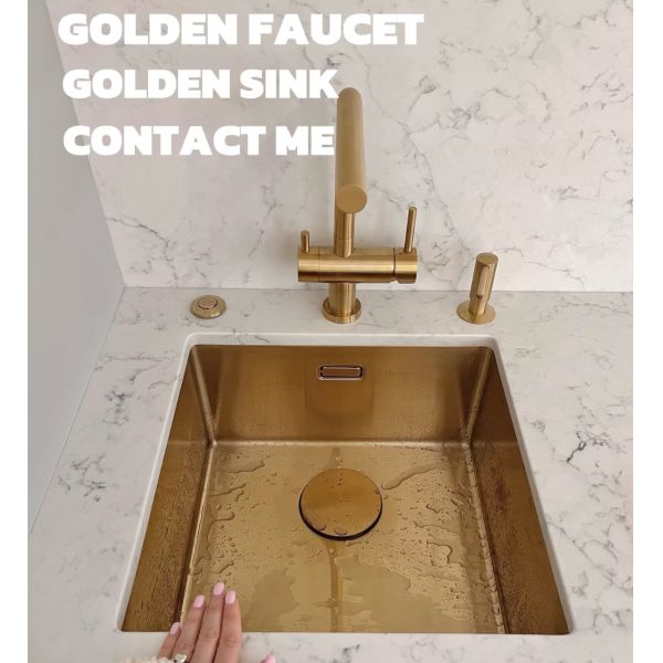 SUS304 Stainless Steel Gold Square Kitchen Sink