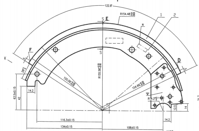 IATF16949 12.25*2.5 Inch Electric Trailer Brake Shoes For Torsion Trailer Axles