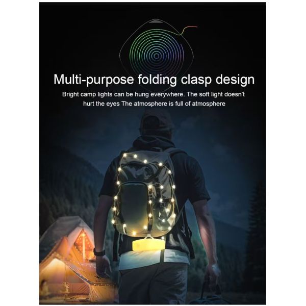 RGB camping light string, intelligent control, portable emergency light, atmosphere lighting