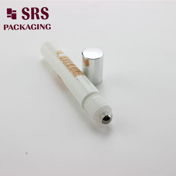 SRS empty cosmetic 15ml white plastic perfume roller ball bottle