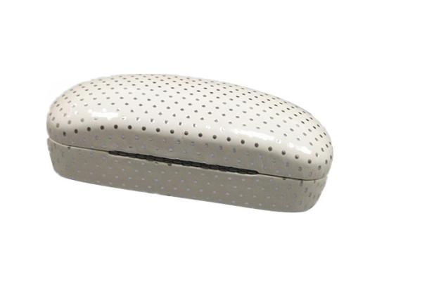White PU Custom Sunglass Case With Silver Small Dot Hard Sunglasses Case