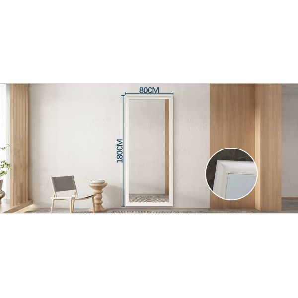 Vintage Wooden Framed Full Length Mirror , Rectangle LED Full Body Mirror For Living Room