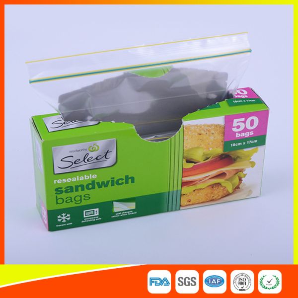 Waterproof Plastic Sandwich Bags Reclosable 18 X 17cm For Food Storage