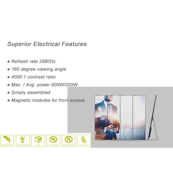 P2.5 Indoor LED Poster Screen IP40 With Mobile Free Standing Advertising RGB Display