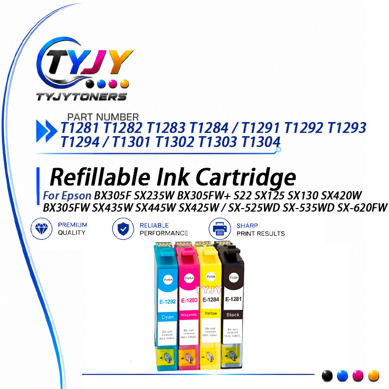 Refillable Ink Cartridge T128 T129 T130 Fit Epson SX BX WF Series Printers