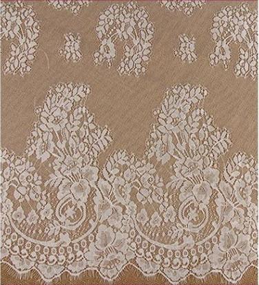 Garment Accessories Ivory  Eyelash Fancy  Lace   Chantilly Bridal Dress Fabric in Ivory Black double color Stock