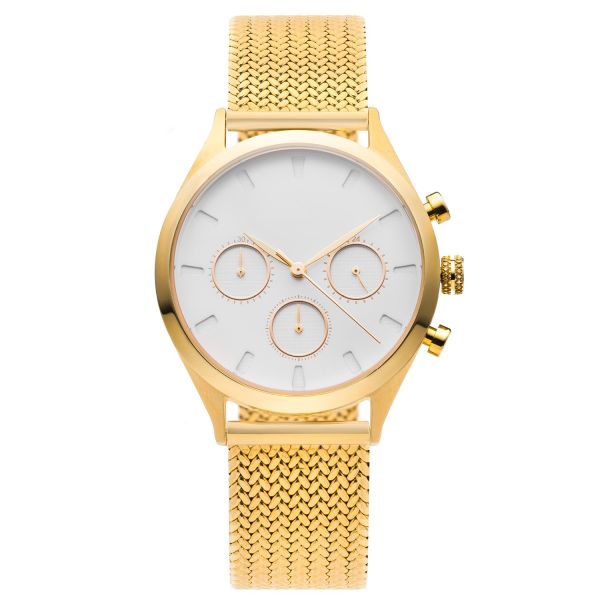 Gold plated japanese movement chronos stainless steel back 5atm water resistant