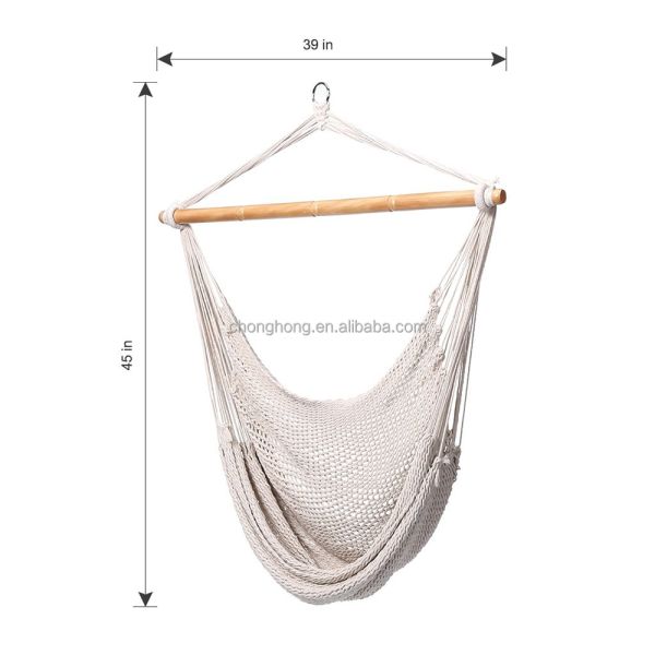 Outdoor Indoor White Rope Hammock Chair with Stand
