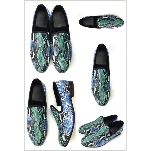 Elegant Design Snakeskin Mens Loafers Wear Resistant Mens Leather Driving Shoes