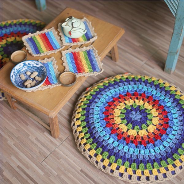 Y-F Earthy Cute Boho Color Crochet Floral Doilies Coasters Cup Drink Coasters Dinning Coffee Table Decor 2025