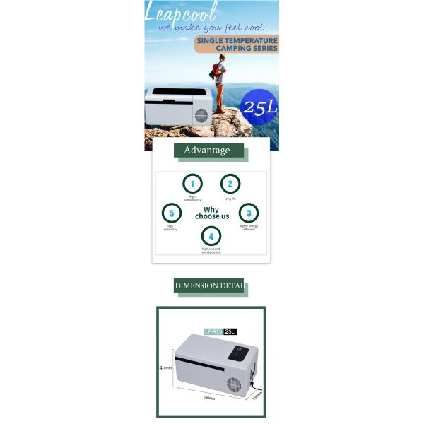 Mini congelador ligero de 25L para camping y hogar 12 kg congelador en modo de enfriamiento