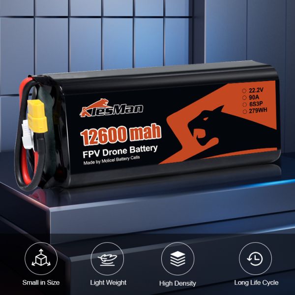 fpv  drone batteries Molicel MOLICEL INR21700 P40 P42A P45B Drone Battery Pack 6S3P 22.2V 12000mah  12600-13500-mAh 1350g 10C XT60  for 10inch  FPV Racing Drones