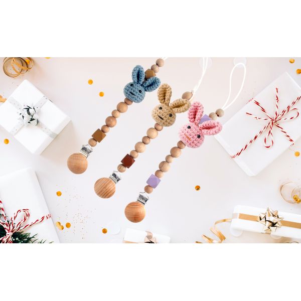 Pacifier Clip, Neutral Cute Rabbit Pacifier Leash For Boys Girls Fits For All Pacifiers, Ideal Baby Shower Baby Gift