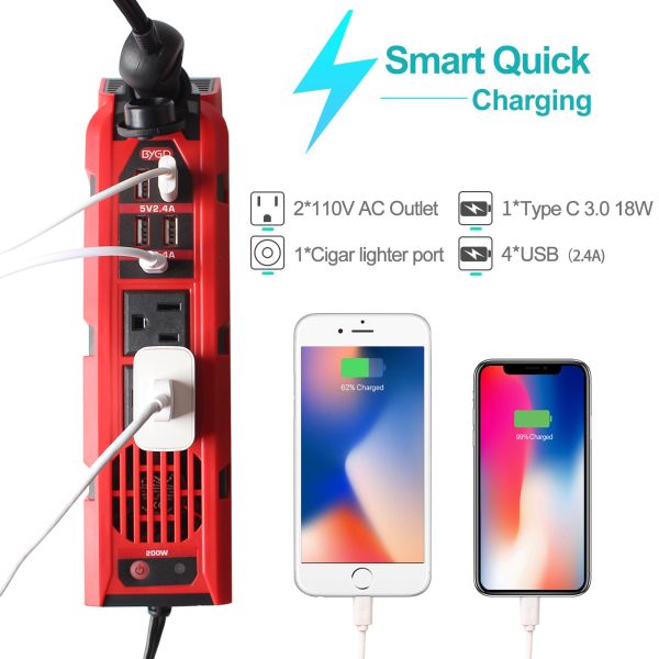 Mini Inverter Multifunctional Car Inverter 200W Car Van Power Inverter Car Power Converter
