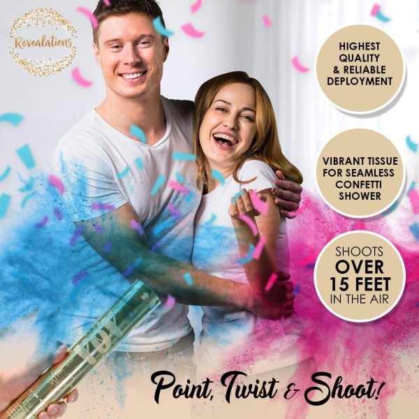 100% Biodegradable Confetti Powder Cannons Perfect for Gender Reveal Party Supplies