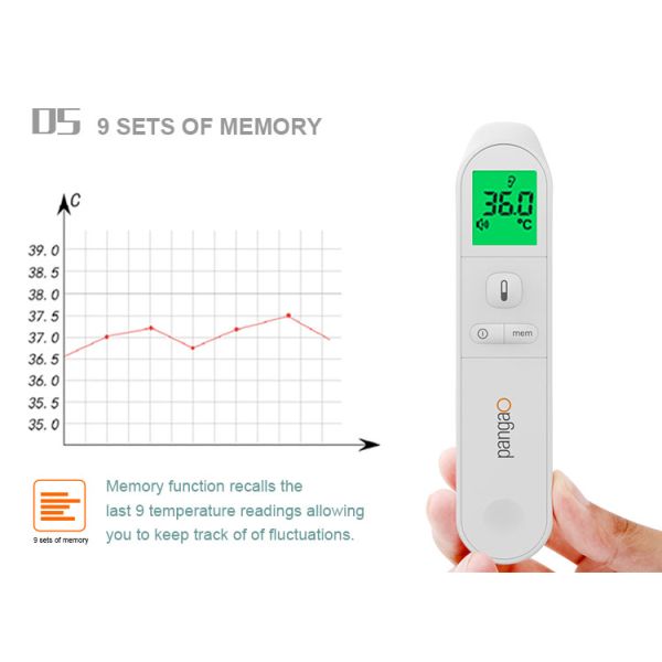 Baby Rohs Infrared Forehead Thermometer 3~5cm Test Distance 9 Sets Of Memory