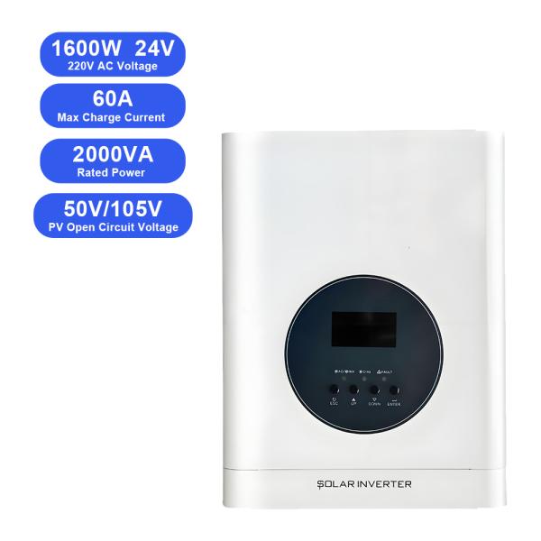 1.6KW 24V Inversor solar fuera de la red. 80A cargador MPPT. Pura onda senoidal.