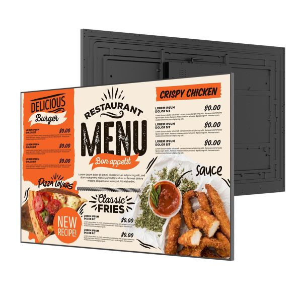 86 Inch Commercial Digital Signage Menu Boards Narrow Bezel LCD Screen Slimline 4K UHD Display