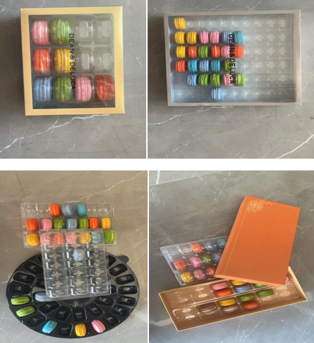 ホットスタンプ マカロン 透明 ボックス 上と下の蓋 マカロン ディスプレイラック 12pcs