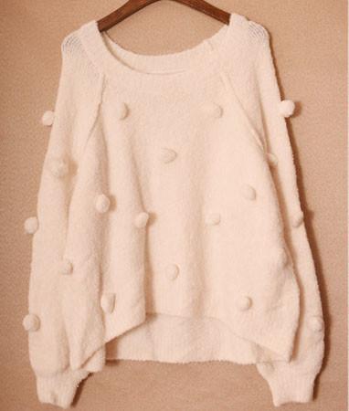 Stockpapa Lovely White Casual Sweater Warm Crop Sweater For Ladies