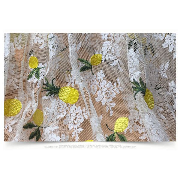 2018 Summer Newest Style Pineapple Embroidery Fabric 140cm wide for wedding dress