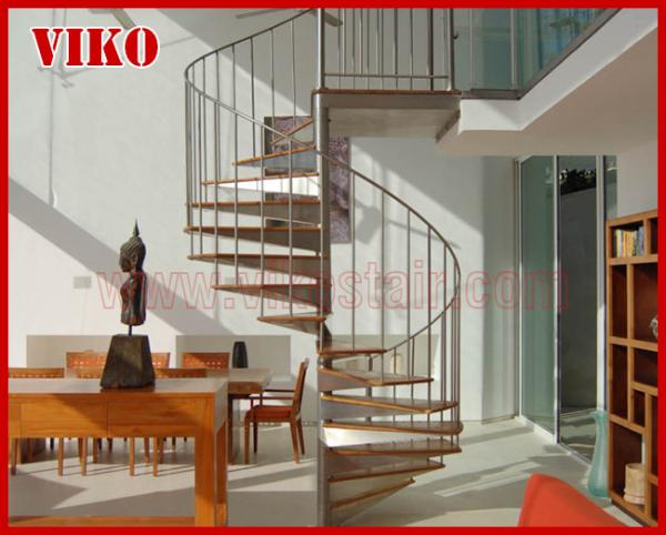Spiral StaircaseVH44S Tread BeechAluminum Baluster Glass Handrail 304 Stainless Steel Carbon Steel 	Powder-coated