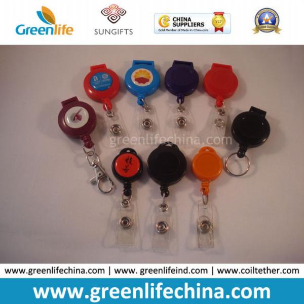 Mini Round Plastic Cute Retractable Reel for Lanyard or Card Holder