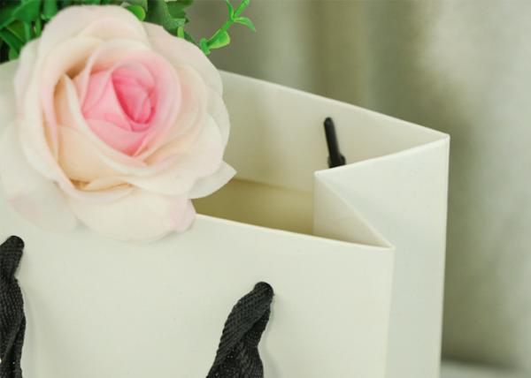 230 G White Cardboard Eco Paper Bags 20*25*6cm For Gift / Clothing Packing