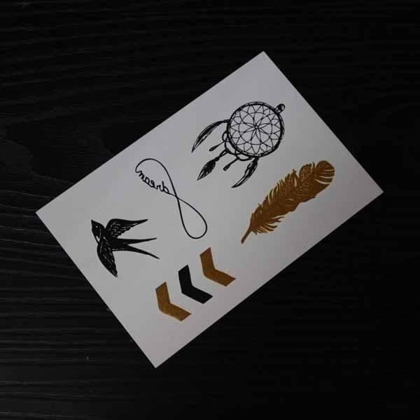 Gold foil stamping temporary tattoo. silver foil stamping temporary tattoo