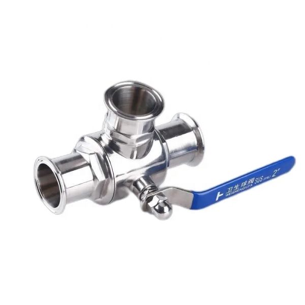 Гигиенический санитарный трехчленный шаровой клапан с кованой конструкцией и зажимным соединением в CF8M SS