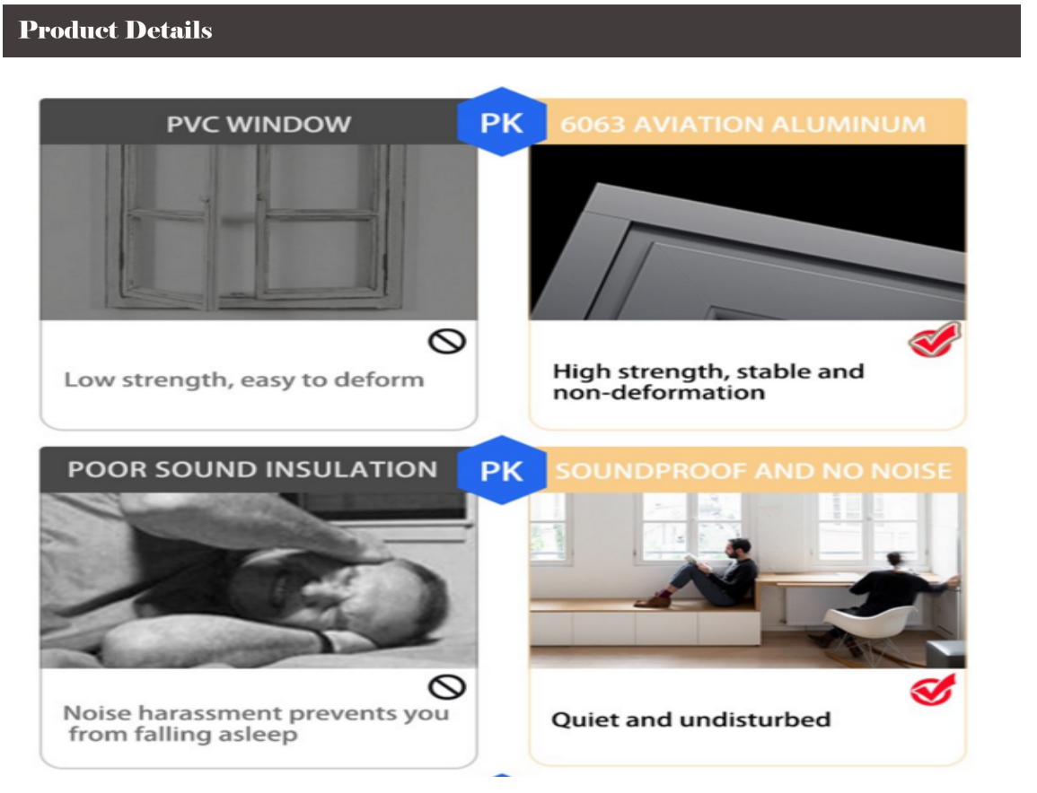 Aluminium Casement Doors Double Hollow Glass Grill With Retro Gold Handle