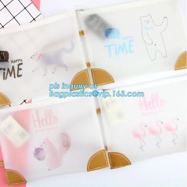 Fashion lock Packaging Bag with Slider Fashion PVC sealed stationery bag, stationery frosted pvc bag with slider