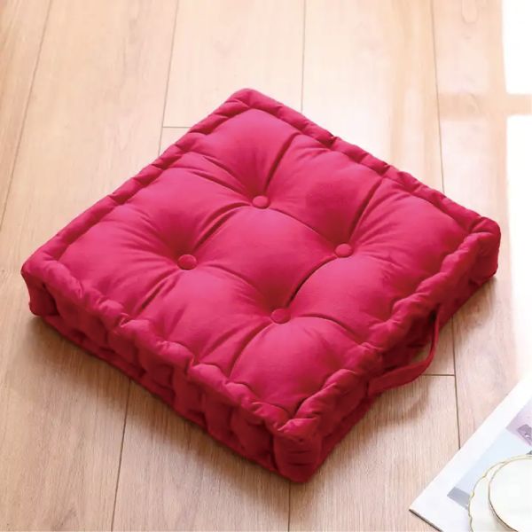 Customized Color Thicken Velvet Square Floor Cushions With Handle for Home Decor Sofa