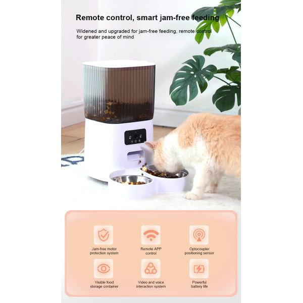 Automatic Pet Feeder Scheduled Smart Dog Cat Food Dispenser with Voice Recorder